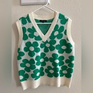 Bloomingdale’s Green Flower Sweater Vest